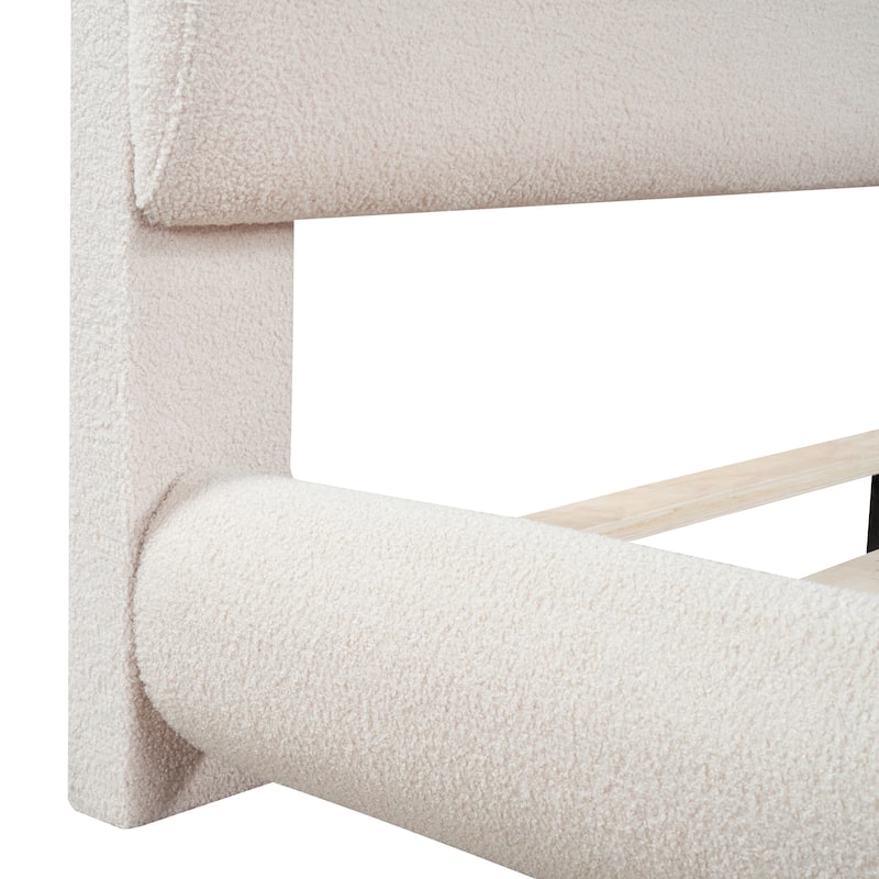 Teddy Fleece Full Size Upholstered Platform Bed with Thick Fabric