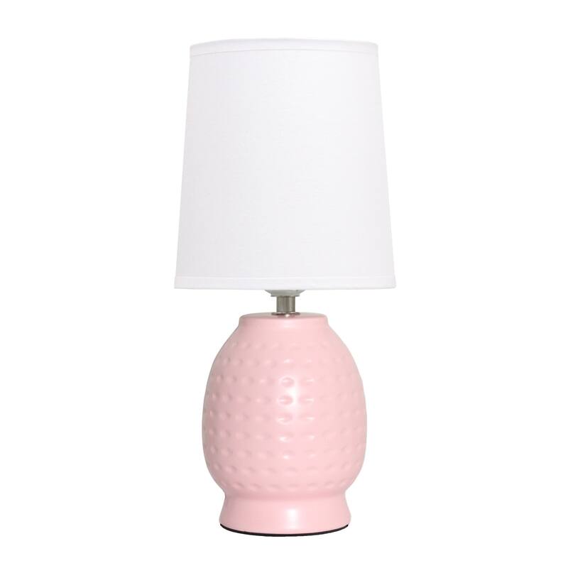Petite Dimpled Ceramic Table Lamp with Tapered Shade - 12.5" - Pink