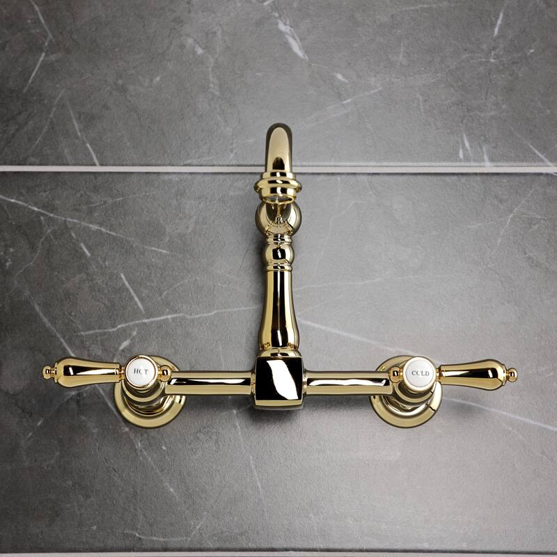 Heirloom Two-Handle 2-Hole Wall Mount Bridge Kitchen Faucet