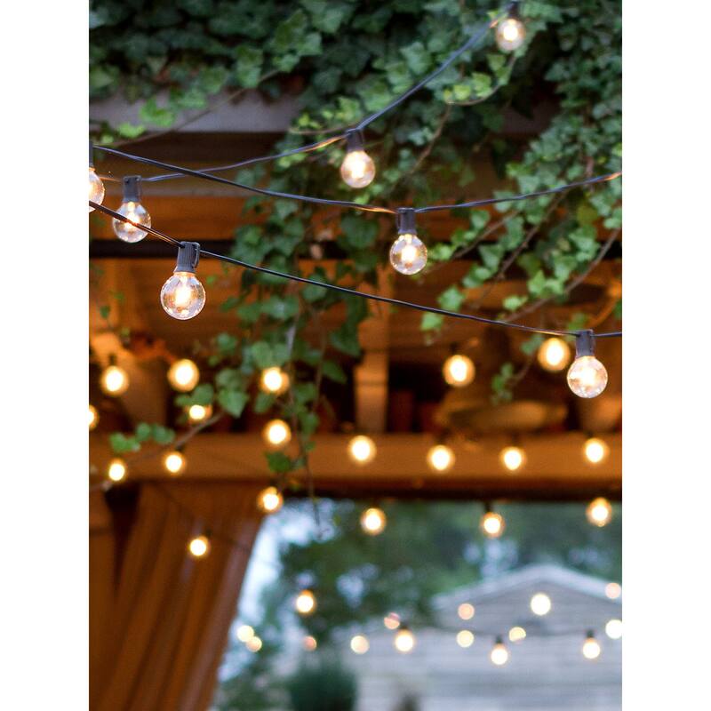 Brightech Ambience Pro 12-Light 26 Ft Black Indoor/Outdoor Plug-In NonHanging LED 1-Watt G40 2700K Soft White Bulb String Lights