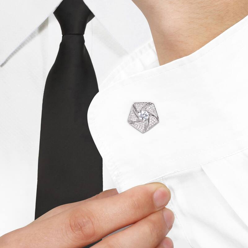 Miadora 1 3/4 CT TGW White Sapphire and 1/2 CT TW Diamond Cluster Cufflinks in Sterling Silver