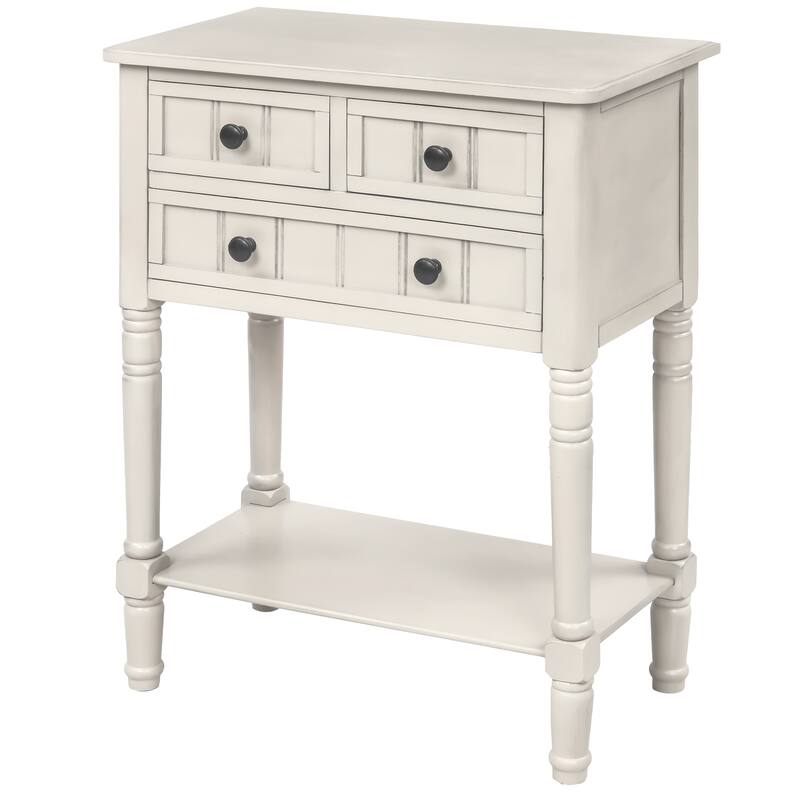 Narrow Console Table Slim Sofa Table with 3 Drawers and Bottom Shelf