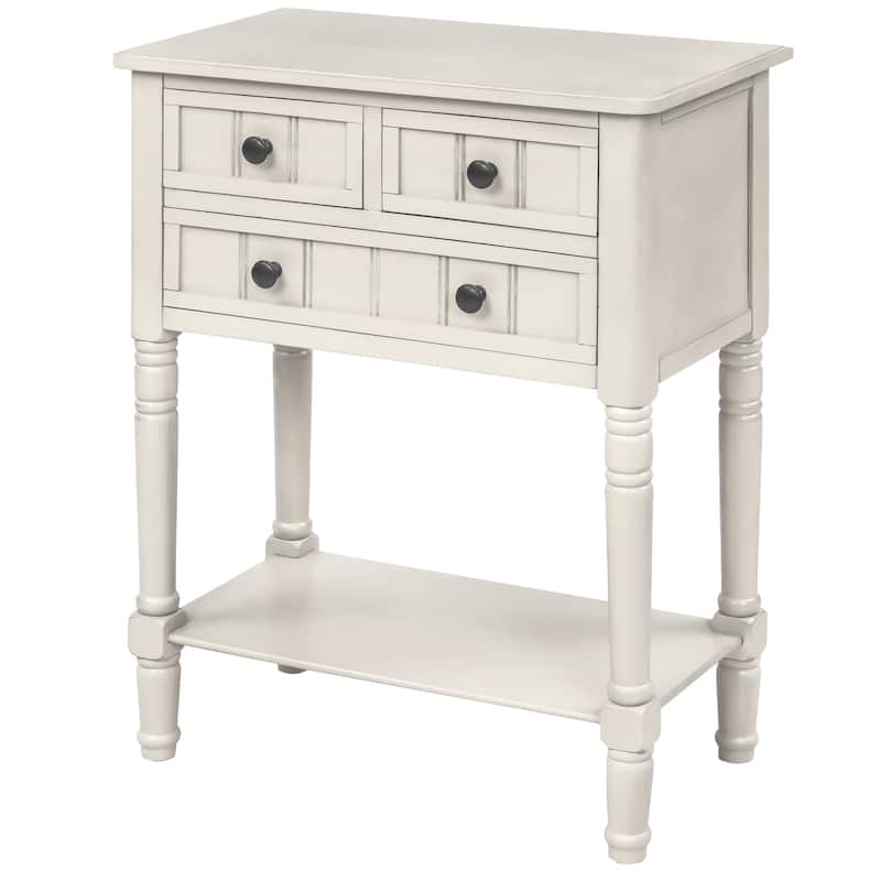 Narrow Console Table with Three Storage Drawers and Shelf