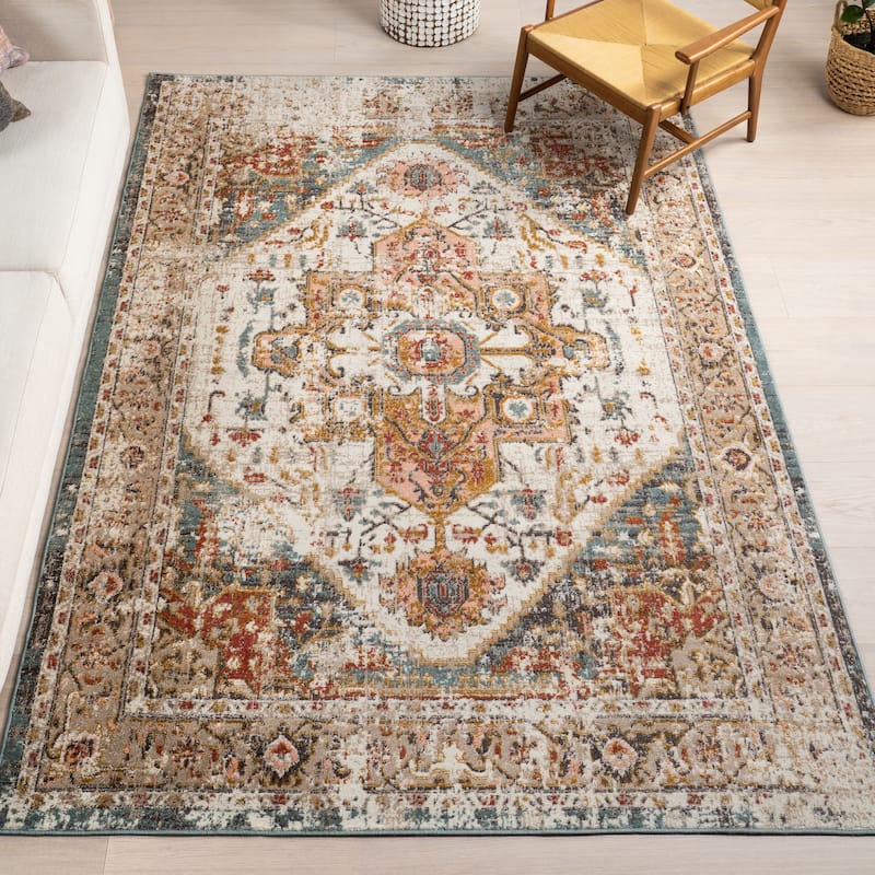 Nuloom Sofia Faded Persian Medallion Area Rug - 4' x 6' - Beige - Rectangle