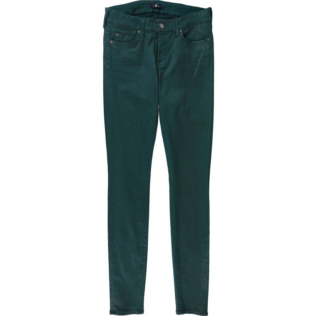 7 For All ManKind Womens Coated Skinny Fit Jeans,, Green, 29