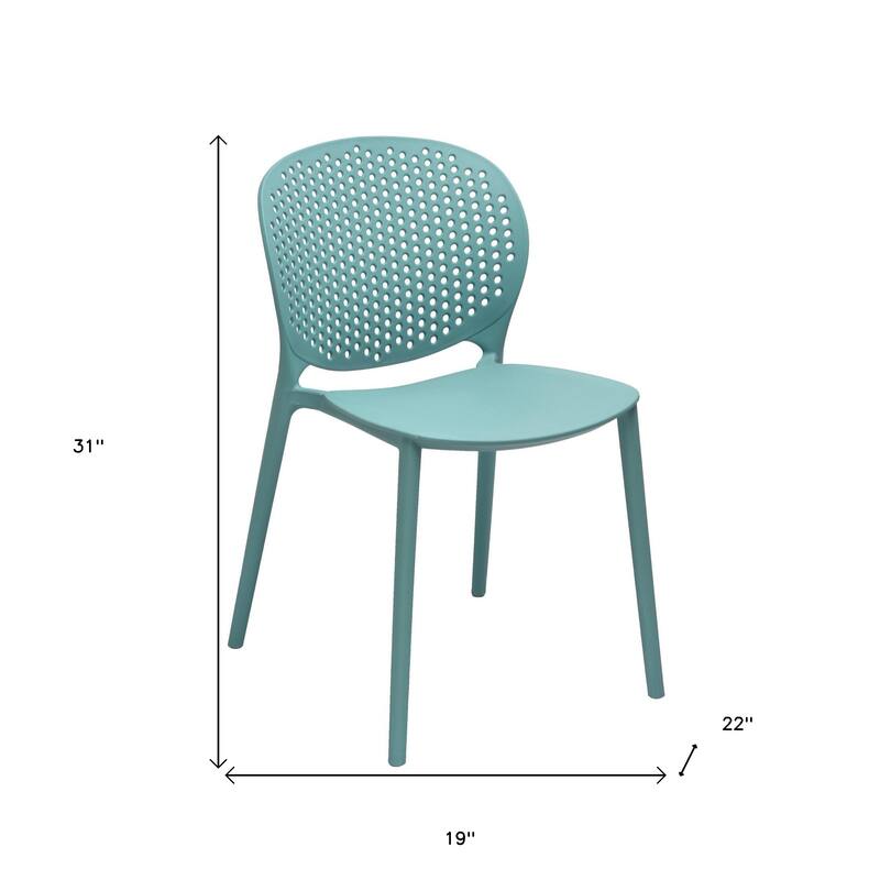 HomeRoots Set of Four Blue Heavy Duty Plastic Dining Side Chairs - 19.00 in. x 31.00 in. x 22.00 in.