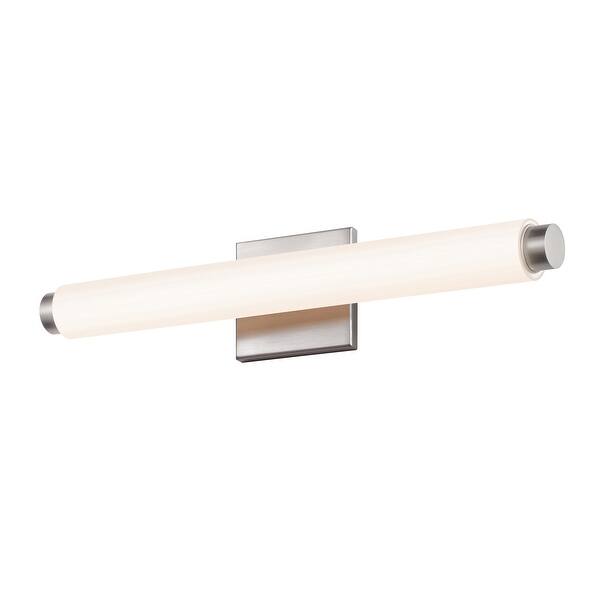 slide 2 of 2, Tubo Slim Satin Nickel Drum Trim LED Vanity