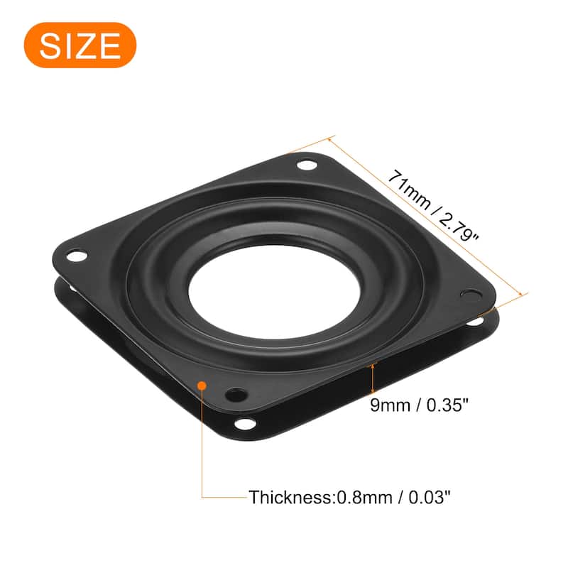 2.7inch Metal Lazy Susan Turntable Rotating Swivel Square Shape 2Pcs - Black