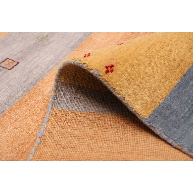 ECARPETGALLERY Hand Loomed Kashkuli Gabbeh Copper, Grey Wool Rug - 6'9 x 9'9