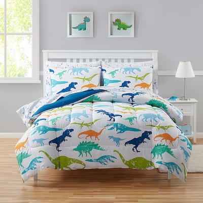 Kids Dinosaurs Bed in a Bag 5 Piece Comforter, Sham & Sheet Set