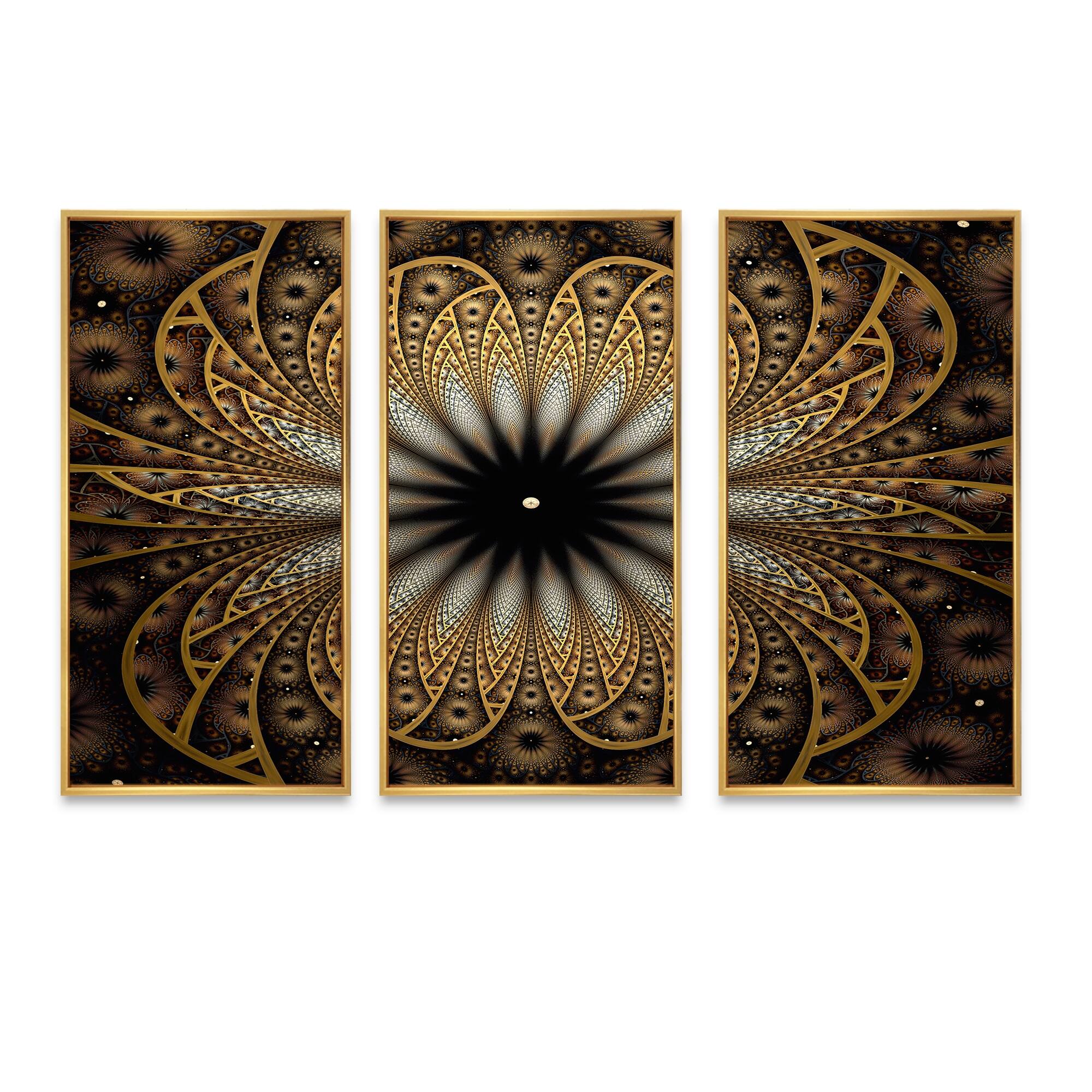 Designart "Digital Abstract Flower Fractal" Modern Framed Wall Decor