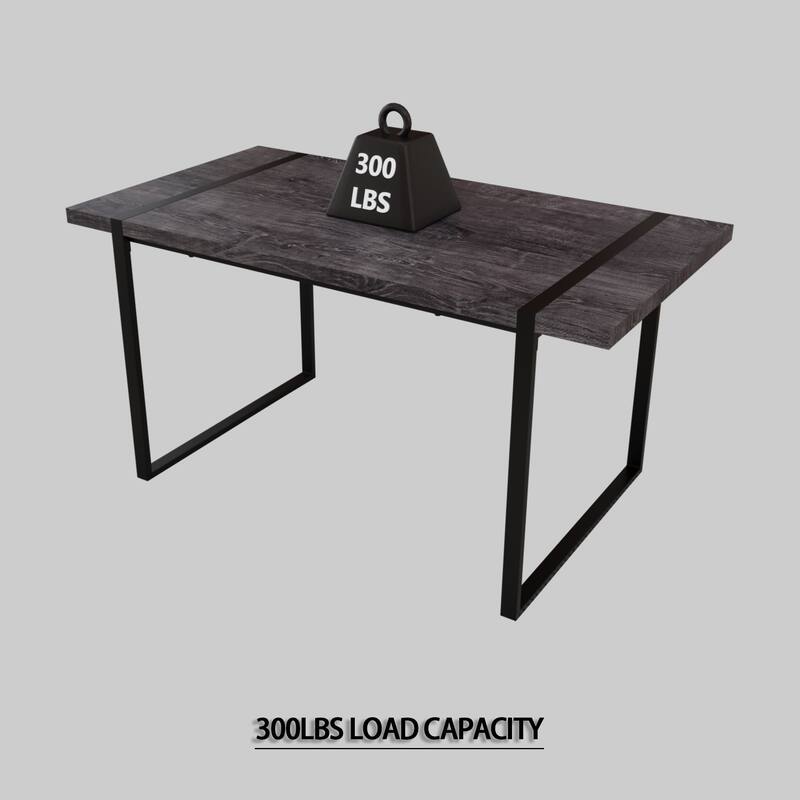 Modern Dining Set with Rectangular MDF Black Table & High Back C-shaped Tube Chairs
