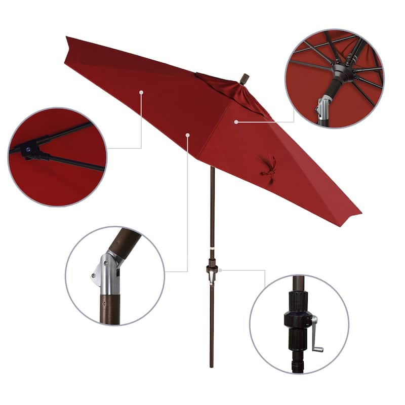 California Umbrella 9' Sun Master Series Patio Umbrella Bronze Aluminum Pole Fiberglass Ribs Crank Lift Collar Tilt Royal Blue