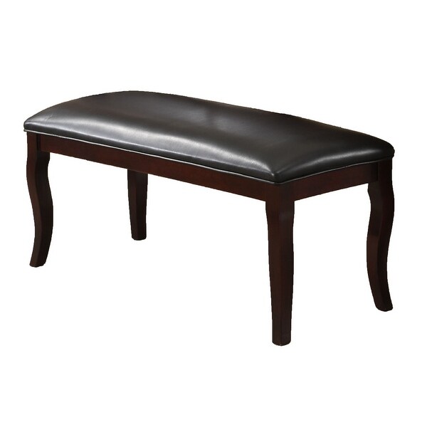 Tufted Bench With Curvy Wooden Legs, Cherry Brown