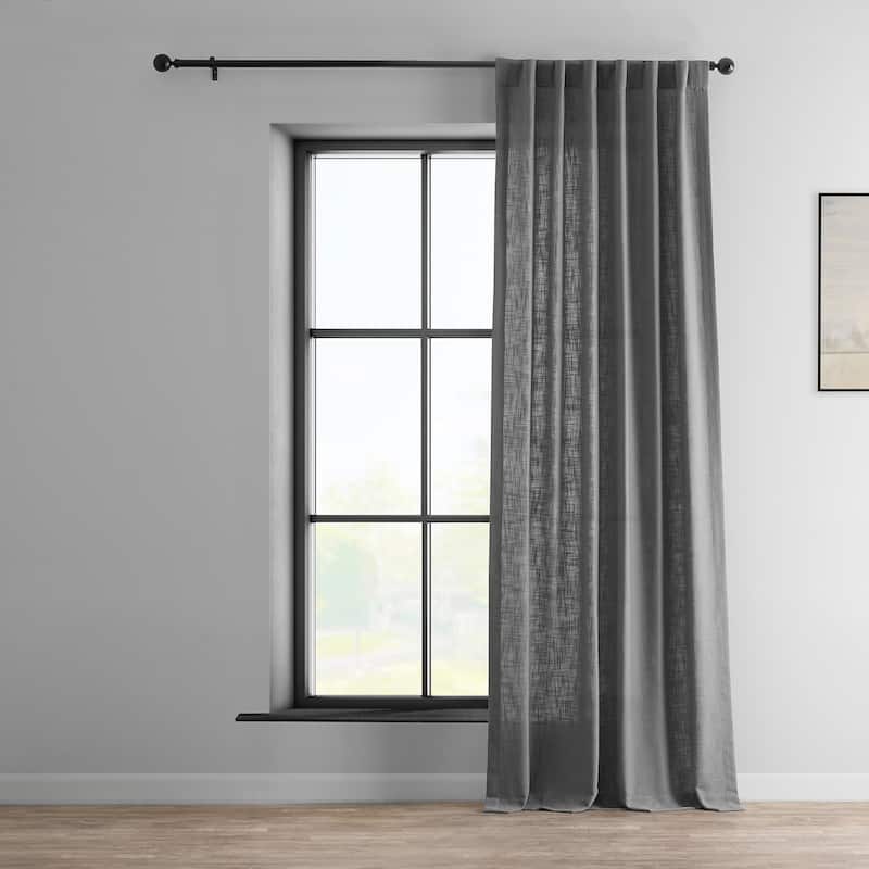 Exclusive Fabrics Heavy Faux Linen Light Filtering Curtains For Bedroom, Living Room (1 Panel)