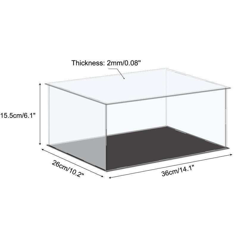 Acrylic Display Case Plastic Box Cube Storage Small Dustproof Showcase - 14.1x10.2x6.1 Inch