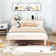 preview thumbnail 1 of 30, Rubberwood Platform Bed Twin Size Storage Frame, Functional Headboard with Side Bookcase and Built-in USB Port Washed White - Twin