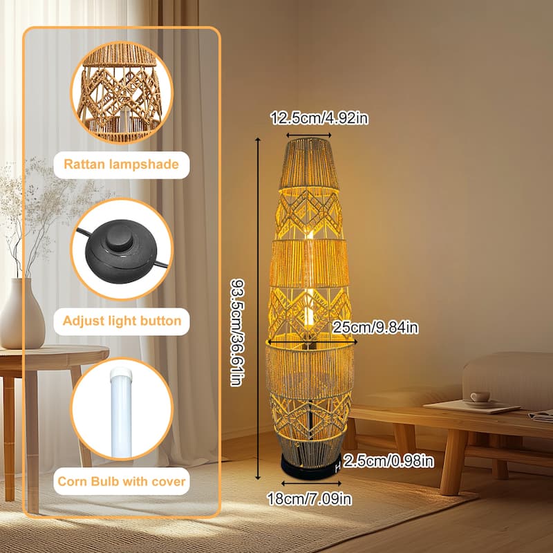 Vintage Vase Rattan Floor Lamp