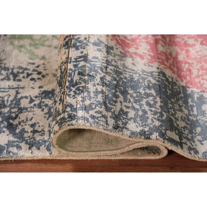 Colorful Abstract Contemporary Foyer Rug Handmade Wool Carpet - 3'1"x 6'4"