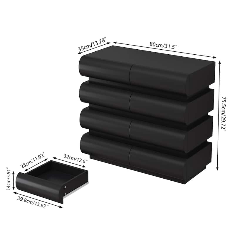 Modern 6/8 Drawer Dresser Chest without Handle