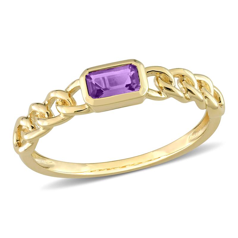 Miadora 10k Yellow Gold Amethyst Stackable Link Ring