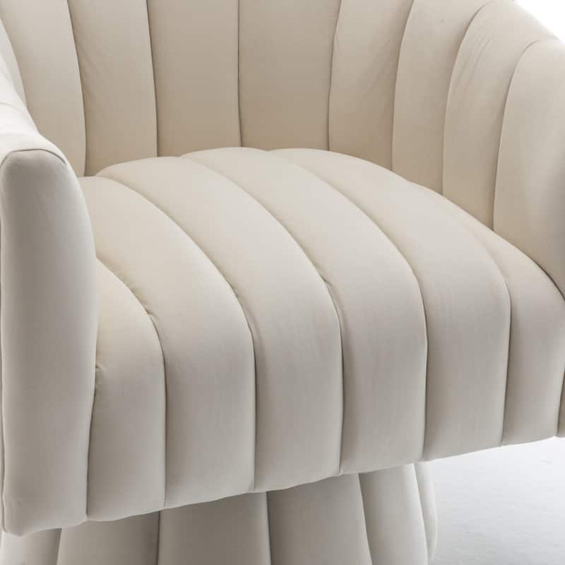 SEYNAR Modern Glam Velvet Upholstered Round 360 Degree Swivel Accent Barrel Chair Set of 2