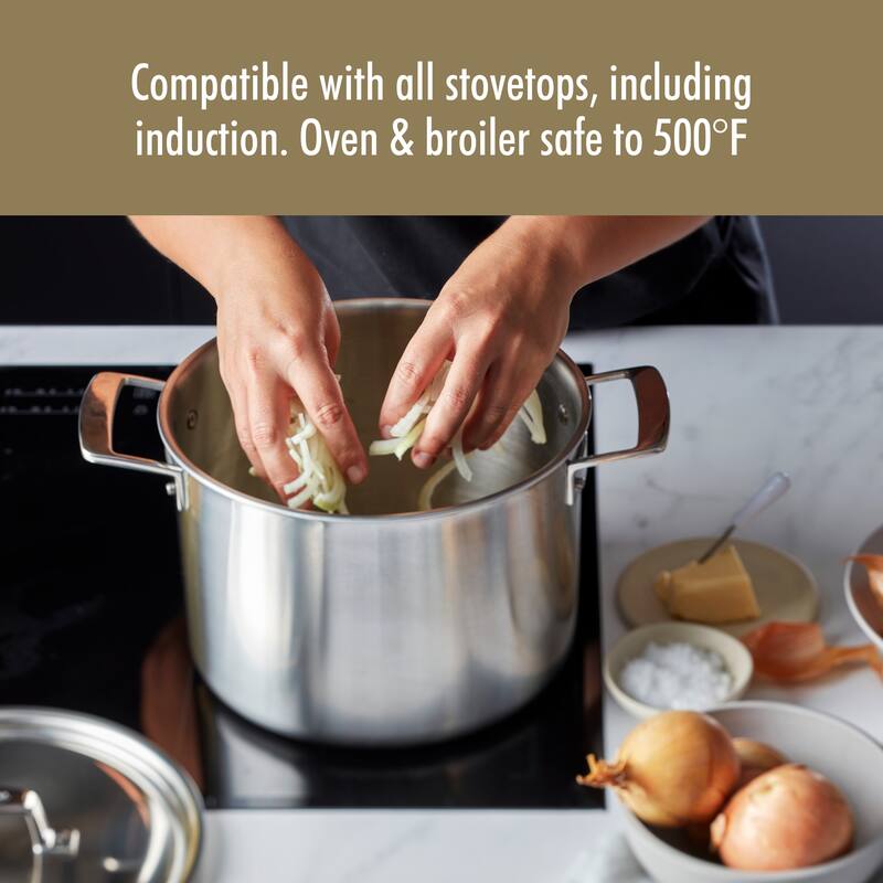 Demeyere Essential 5-ply 8-qt Stainless Steel Stock Pot with Lid
