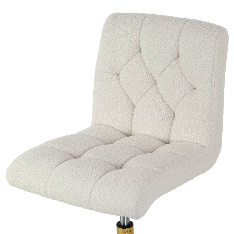 Aman Cream Boucle Upholstered Adjustable Height Swivel Office Chair
