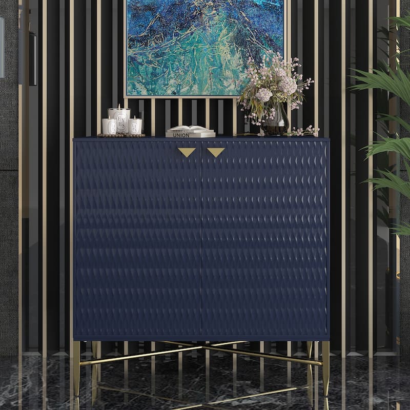 Clihome 31.5-Inch 2 Door Sideboard Locker Media Storage Cabinet/Buffet - Blue
