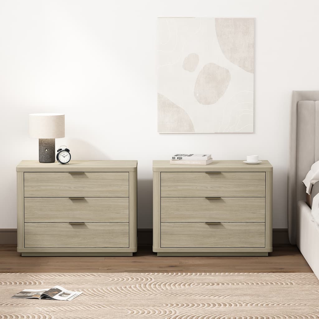 Manhattan Comfort Evelyn 32" Nightstand (3-Drawer) - Set of 2
