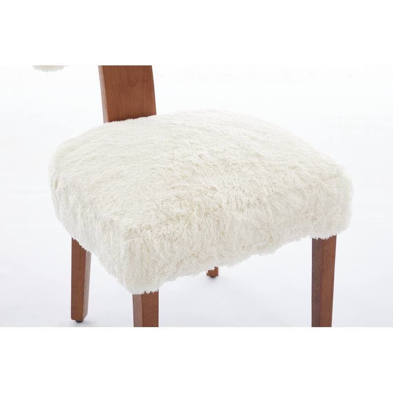 Set of 2 Modern Armless Dining Chairs With Curved backrest and Solid Wooden Legs for Dining Room Living Room