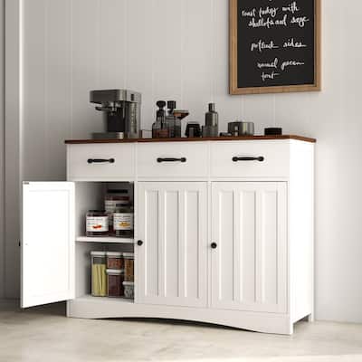 42.5" Farmhouse Buffets Sideboard, Modern Wood Kitchen Storage Cabinet with Adjustable Shelf