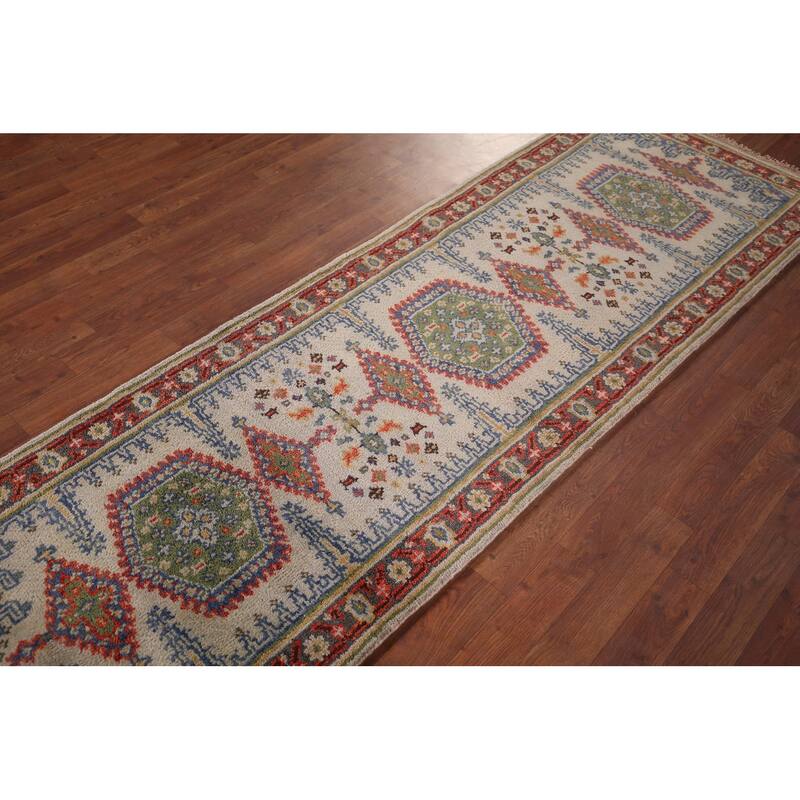 Geometric Viss Oriental Runner Rug Hand-Knotted Wool Carpet - 2'6"x 7'11"