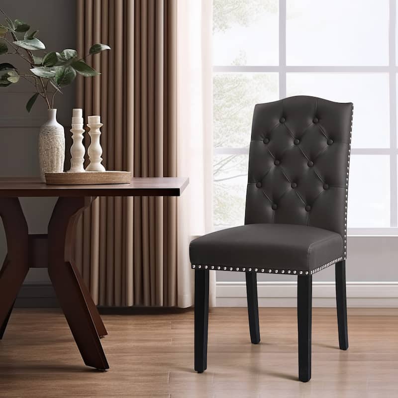 Subrtex (Set of 2) Leather Dining Chair with Riveted Button Decoration