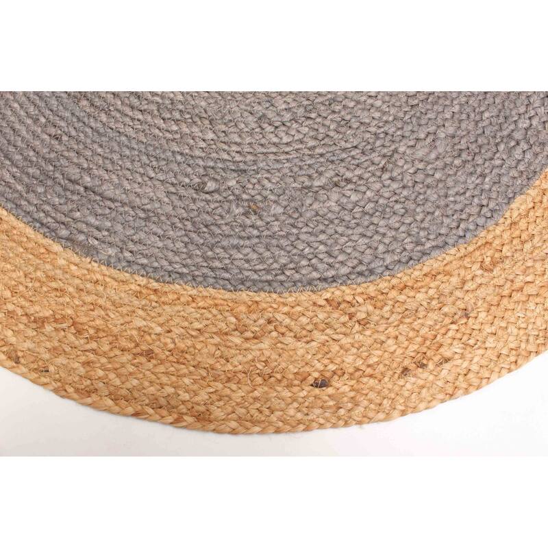 ECARPETGALLERY Braided Weave Palas Denizli Dark Grey Jute Rug - 3'0 x 3'0