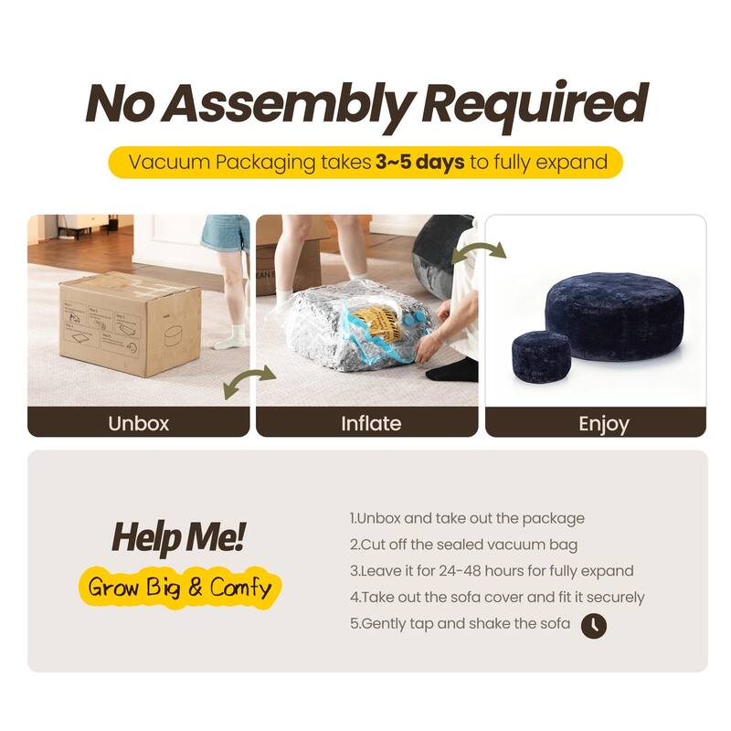 OVIOS Plush Wrapped Lounger Sofa With Ottoman