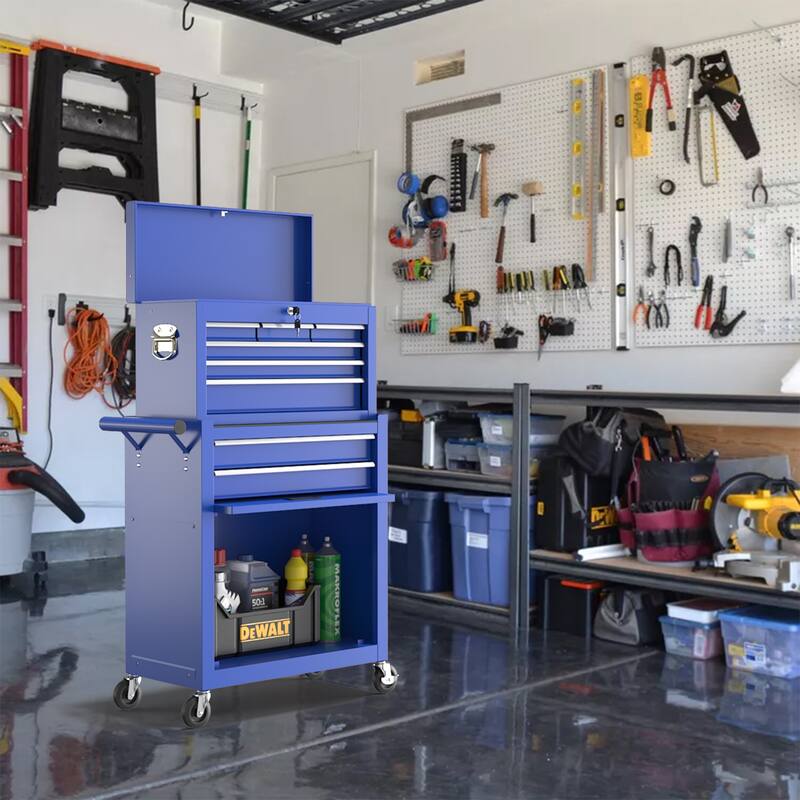 8-Drawer Rolling Tool Chest & Removable Tool Box Organizer with Lock