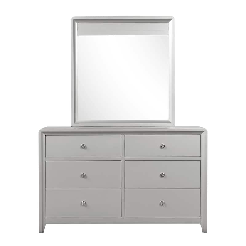 Furniture of America Milandra Modern Champagne Solid Wood 2-piece Dresser and Mirror Set
