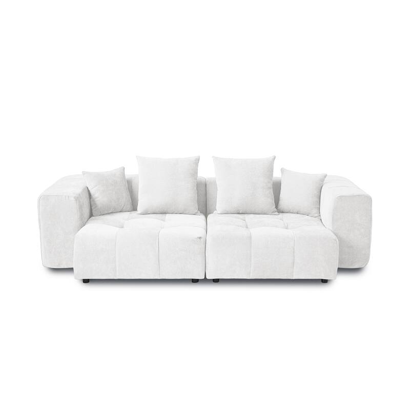 Linen Modular Sofa Modern Lounge Sectional Sofa Deep Seat Loveseat for Small Space