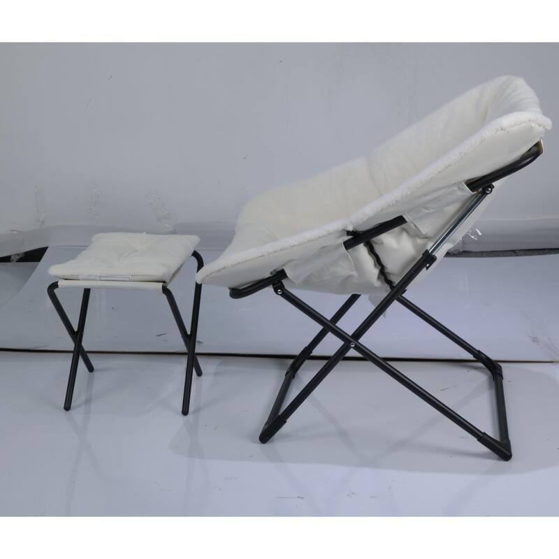 Comfy Folded Chair,Saucer Chair, Lounge Chair - XL Foldable Faux Fur Floor Seat, Non-Slip Base for Stability