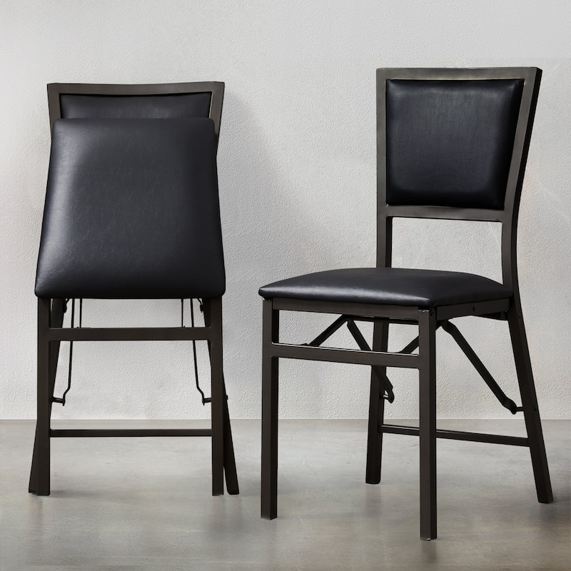 VECELO Folding Dining Chairs Set of 2/4/6 with Cushion Parson Classic Upholstered Folding Chairs,Modern 33" Parson Chairs - Set of 2 - Black