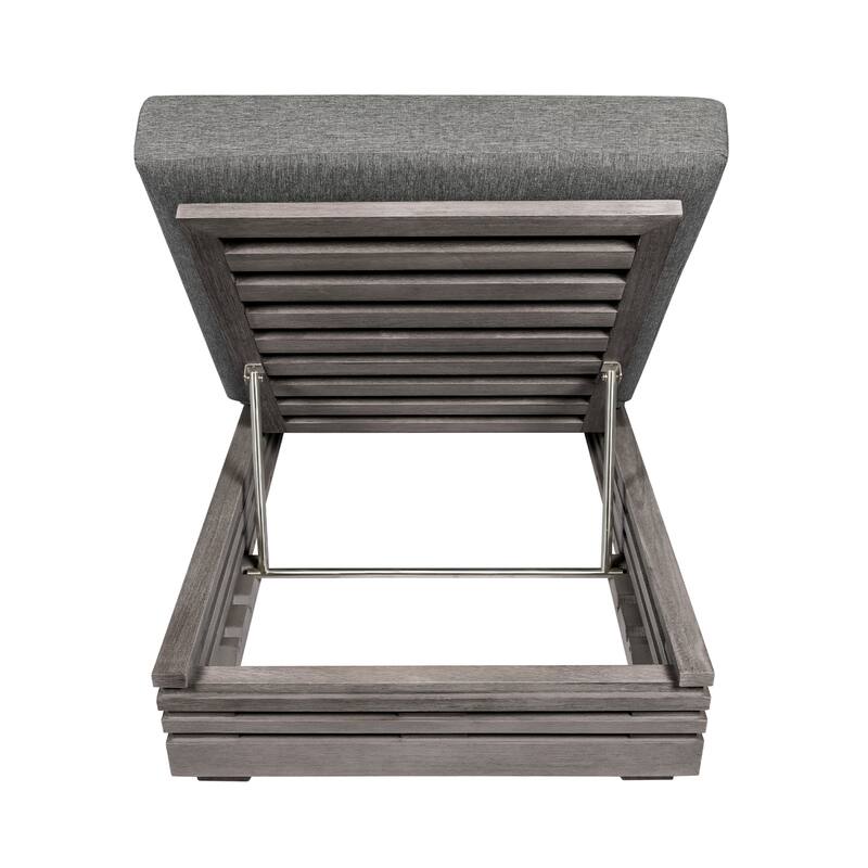 Hida Chaise Lounge Chair, Gray Eucalyptus, Olefin Cushions, 82 Inch