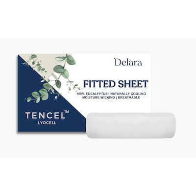 Delara 100% Eucalyptus Lyocell Tencel Fitted Sheet, Naturally Cooling, Super Soft, Moisture-Wicking, Smooth & Breathable