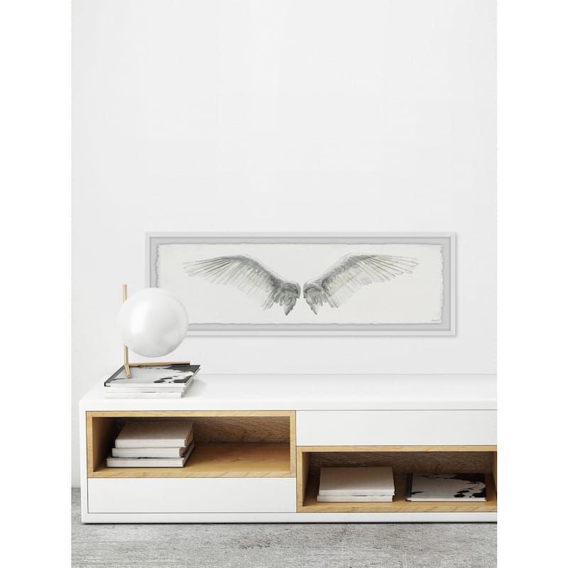 Winged Beauty Framed Print - White Feathered Wings Wall Art - Home Decor Painting