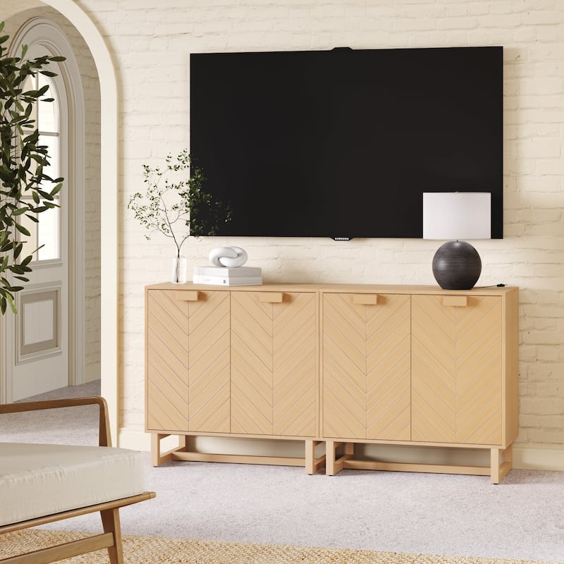 Nathan James Enloe Rustic Doors Metal Base Free Standing Modern Storage Cabinet for Entryway