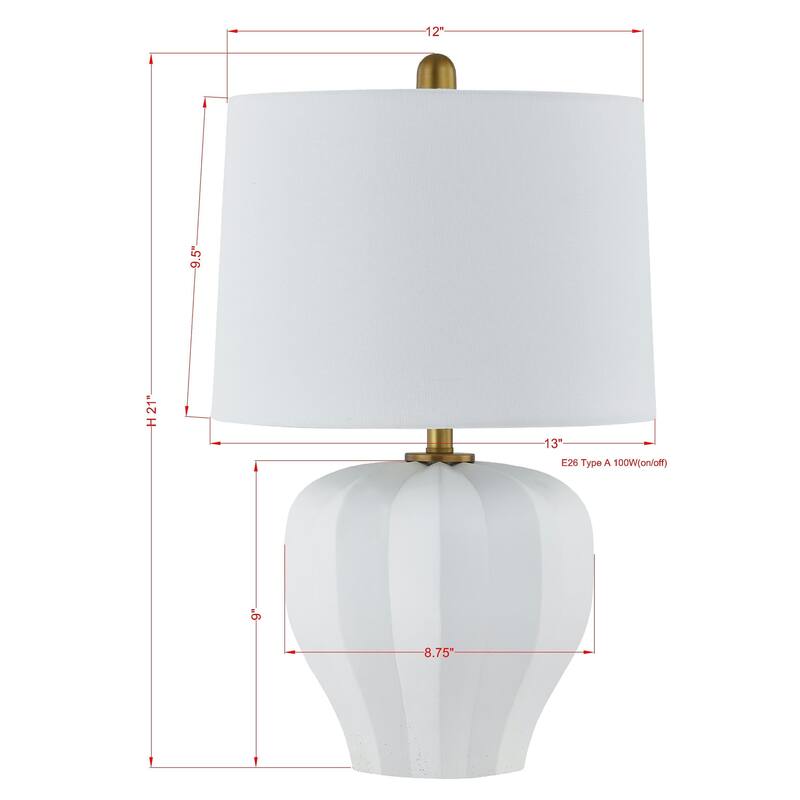 Gwyneth 21" Table Lamp with Linen Shade, White