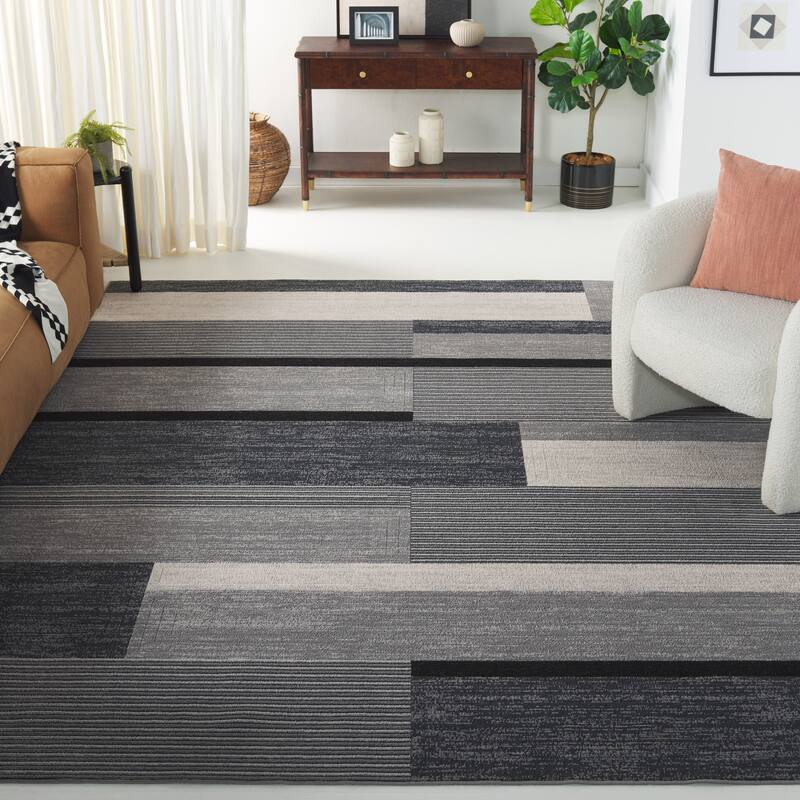 SAFAVIEH Odyssey Pricilla Modern Abstract Rug - 9' x 12' - Dark Grey/Black Ivory