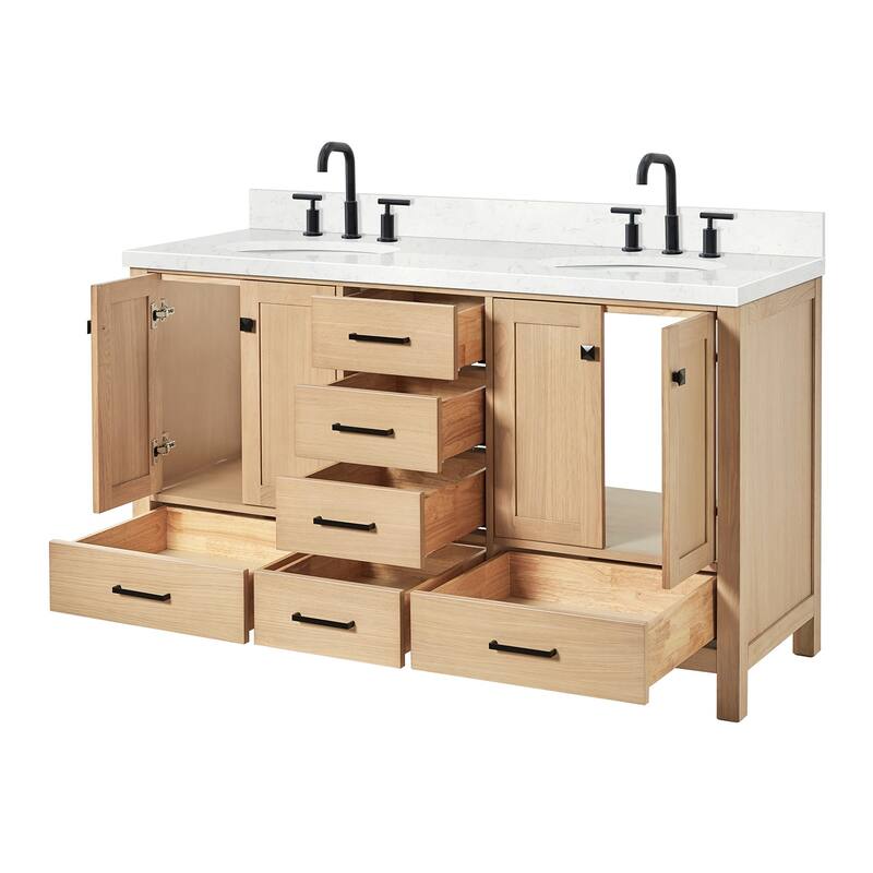 Ariel A060DCQOVO Cambridge 60" Free Standing Double Basin Vanity Set
