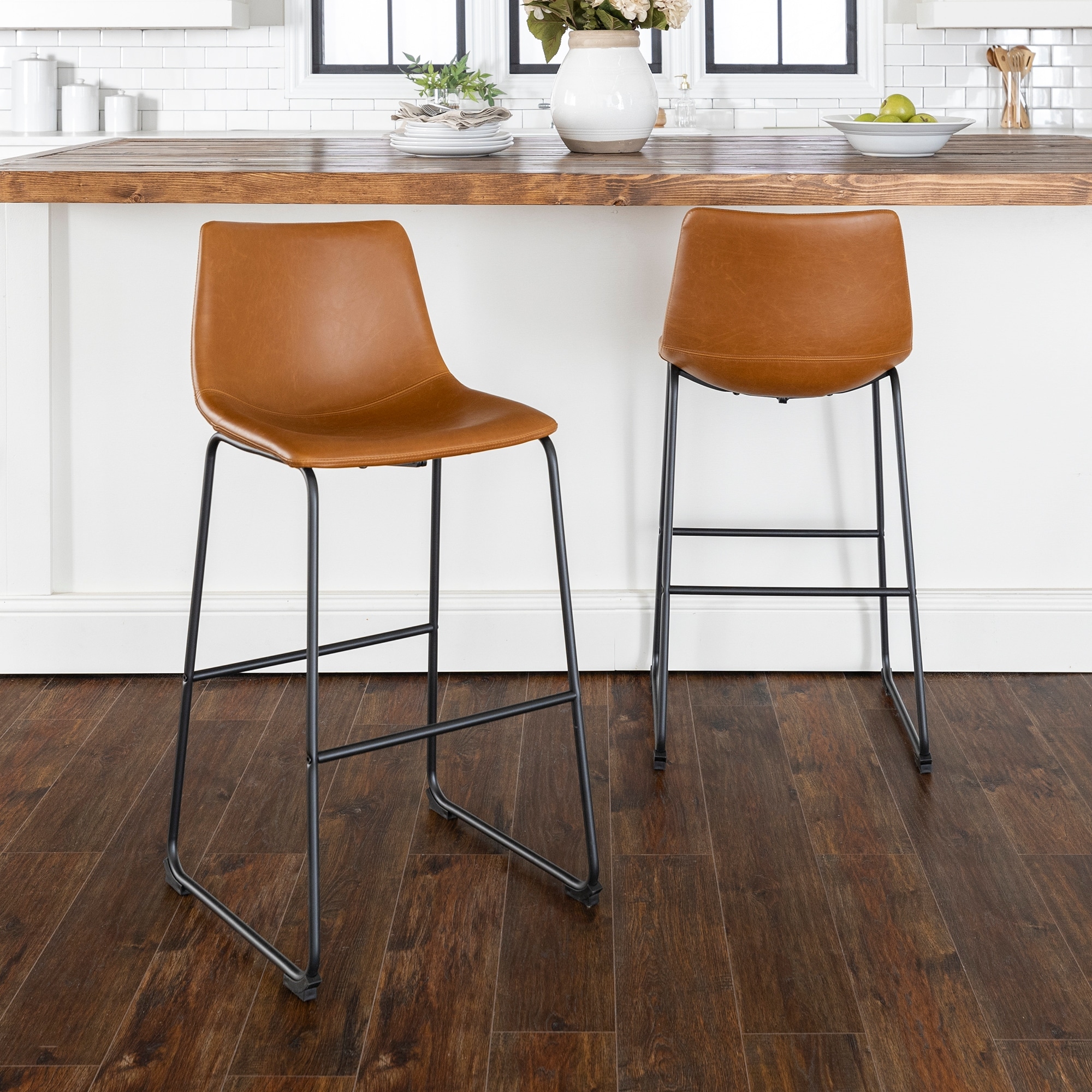 Middlebrook Prusiner 29-inch Faux Leather Bar Stool, Set of 2