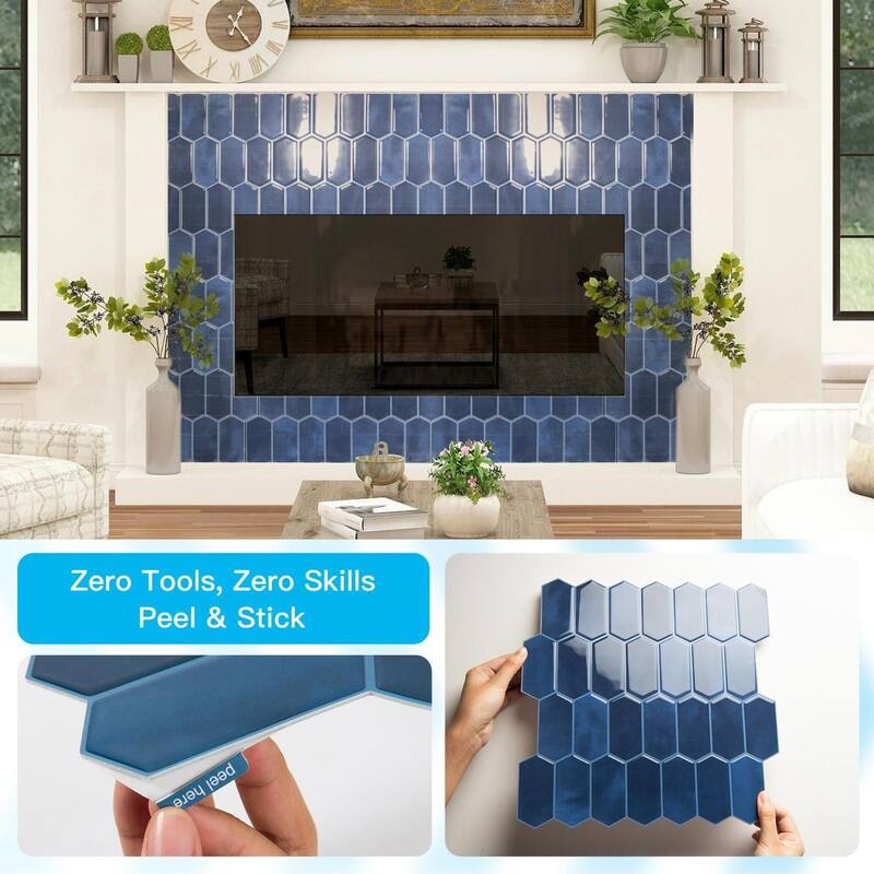 Art3d 10pcs Peel and Stick Backsplash Thickened Wall Tiles, 12''x12'', Cover 10 Sq.Ft.
